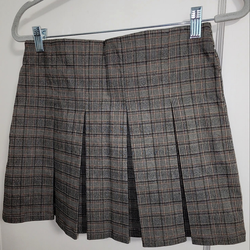 Brown Plaid Mini Skirt Size M